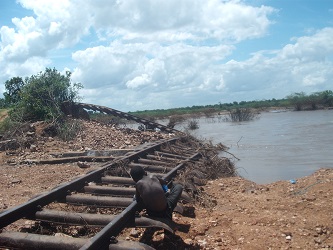 März 2019: Pokera in Tengani, Malawi überflutet in Folge des Wirbelsturms Idai