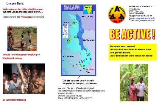 Flyer 2016, Active Aid in Africa in Malawi als PDF-Datei