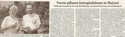 Verein pflanzt Jatrophabäume in Malawi