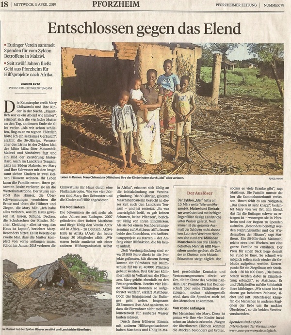 Active Aid in Africa in der PZ über Entschlossen gegen das Elend als PDF-Datei Active Aid in Africa in der PZ über Entschlossen gegen das Elend